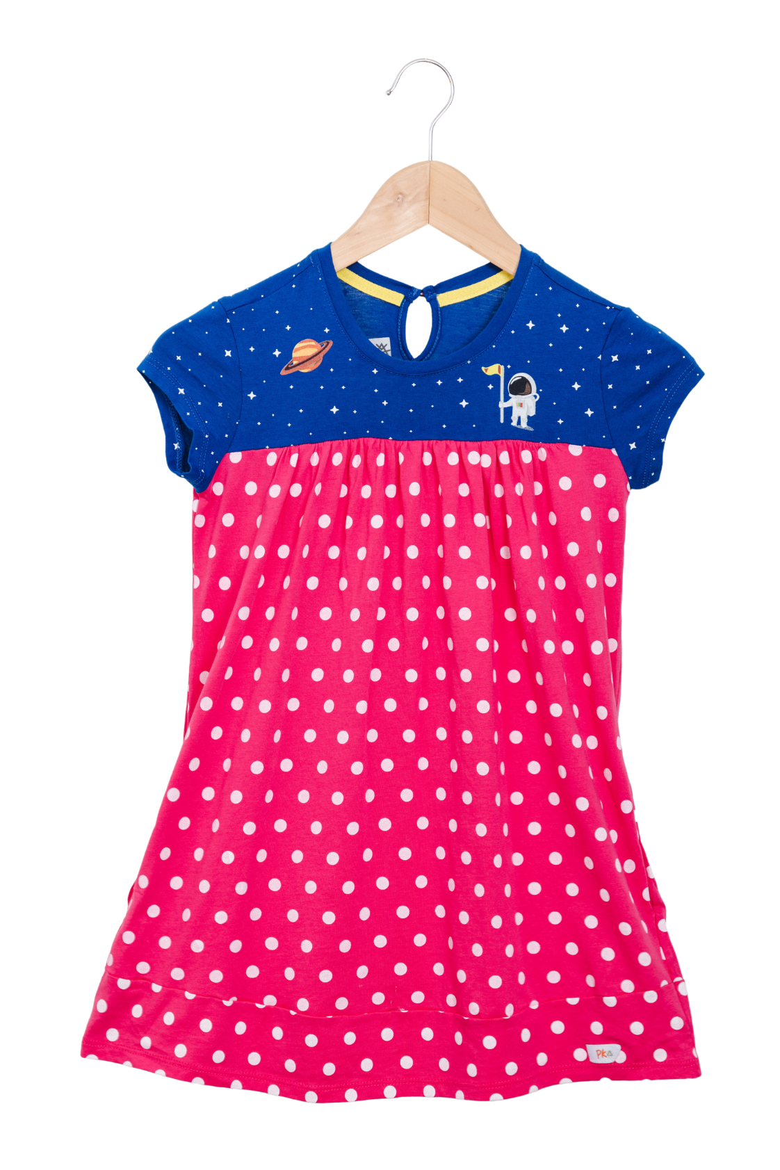 Pink and blue astronaut dress with pockets,  eco-friendly material, STEM and non-Stereotypical designs by Prisma Kiddos