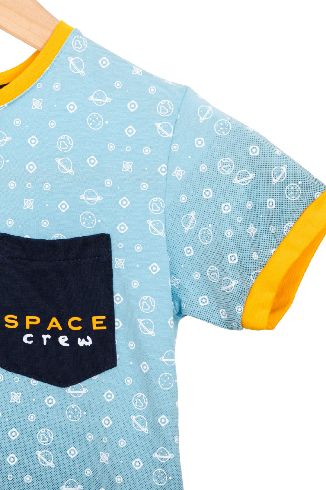 Space theme T-shirt in fading light blue to dark, STEM and non-stereotypical designs by Prisma Kiddos