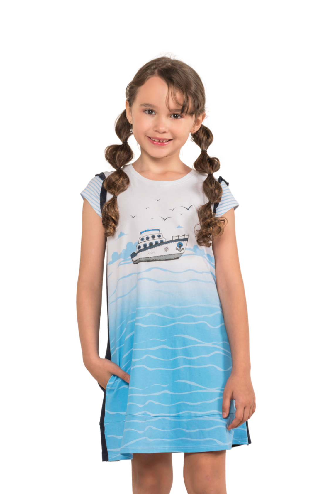 Boat Dress Made in Sustainable material, children clothes. Eco-friendly fashion for kids