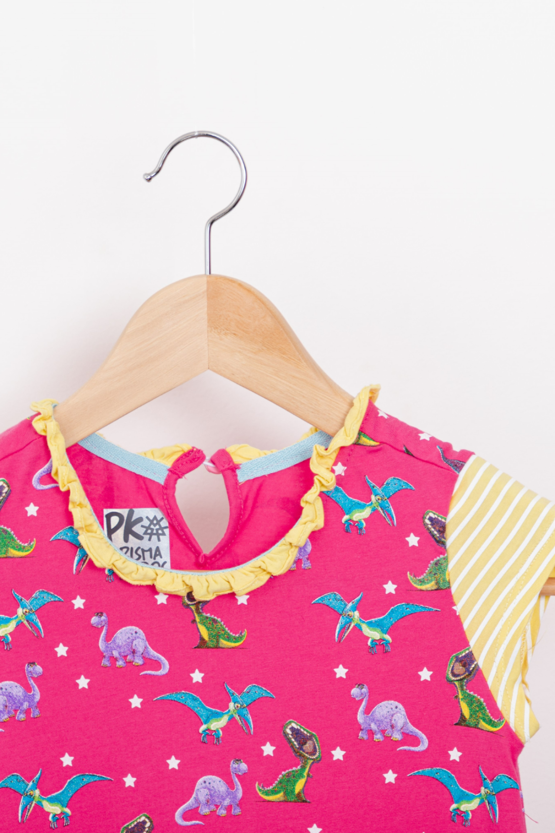 Dinosaur Pink Dress Includes a fine ruffle collar