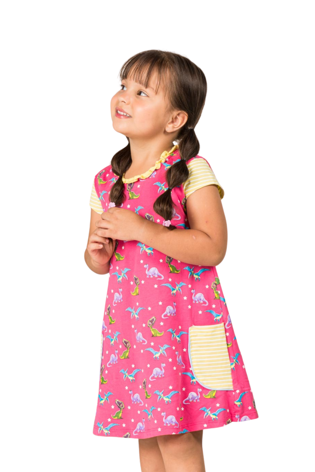 Dino Pink dress  100%peruvian pima cotton,  girl dress, STEM and Non-Stereotypes designs